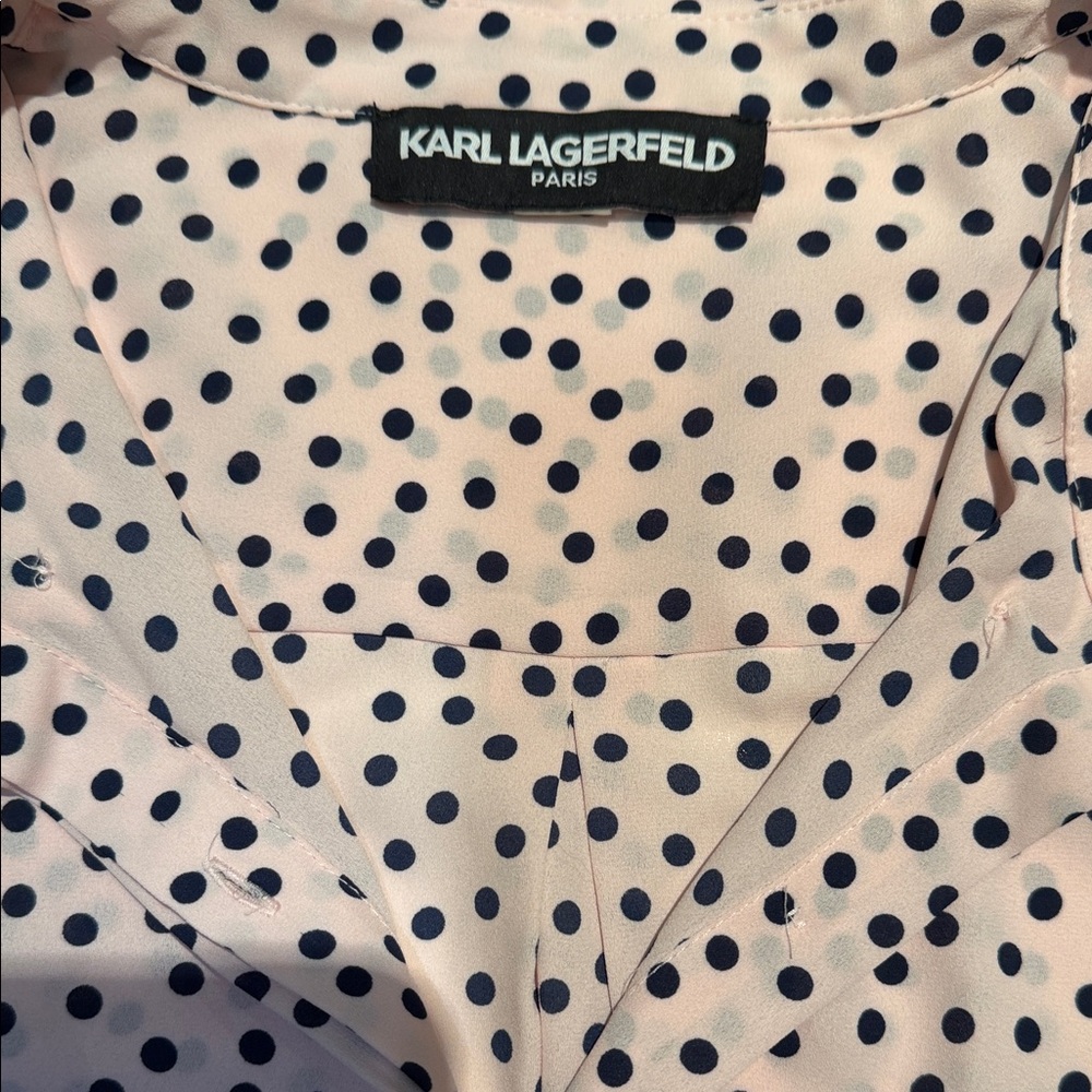 Karl Lagerfeld Pink Polka Dot Blouse